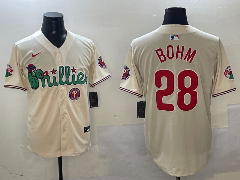 Men Philadelphia Phillies #28 Bohm Cream Three generations Joint Name Game 2025 Nike MLB Jersey style 6->philadelphia phillies->MLB Jersey